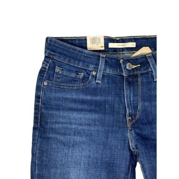 Levi's 711 Woman's Skinny Jeans Mid-Rise Distressed Blue Wash  Stretch SZ 26x30 - Picture 4 of 9
